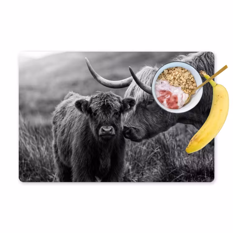 Tovaglietta – 6 pezzi - Highlander scozzese - Vitello - Nero - Bianco — 1