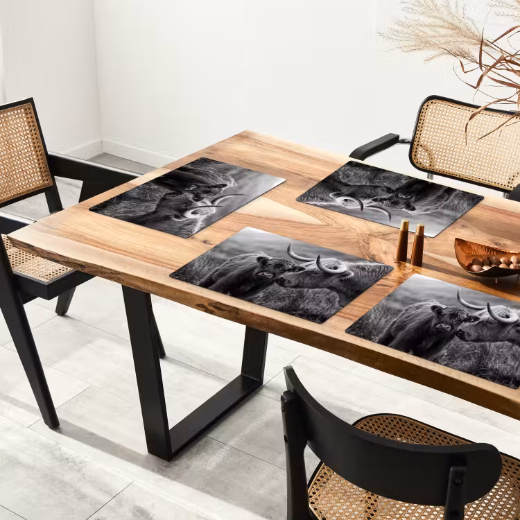 Tovaglietta – 6 pezzi - Highlander scozzese - Vitello - Nero - Bianco — 4