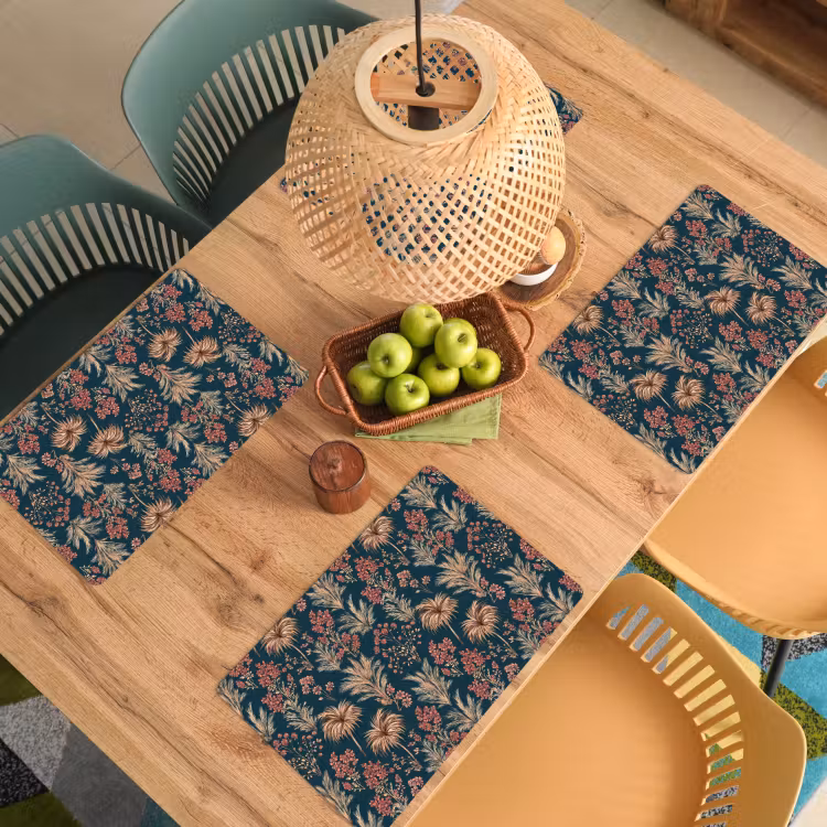 Tovaglietta – 6 pezzi - Botanico - Motivo - Blu — 3