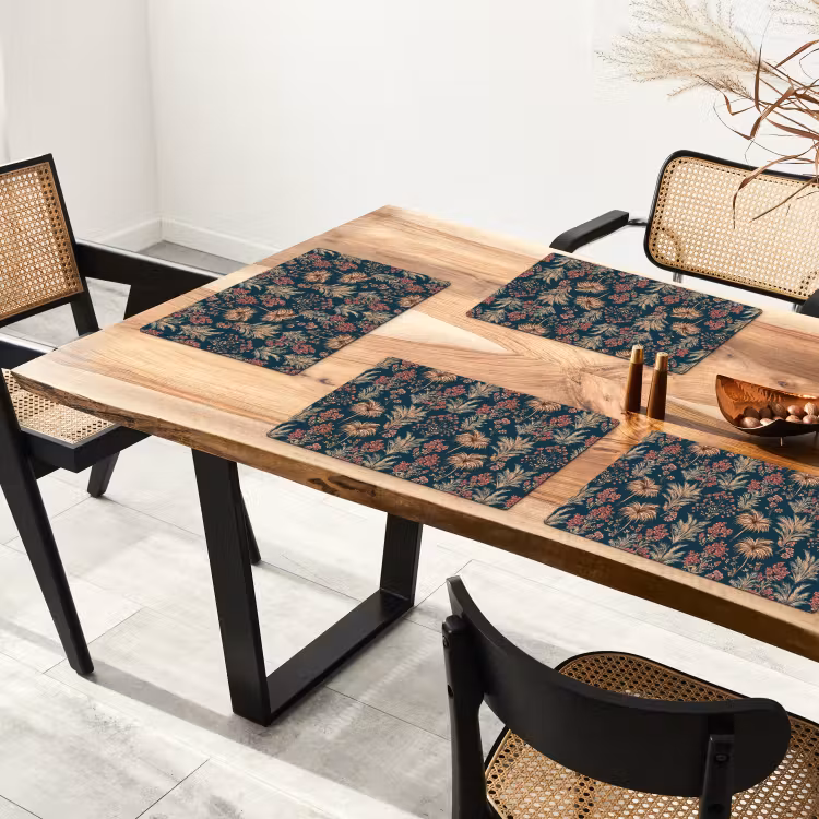 Tovaglietta – 6 pezzi - Botanico - Motivo - Blu — 4
