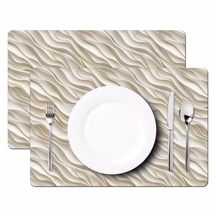 Tovaglietta – 6 pezzi - Onde - Bianco - Minimalista — 2