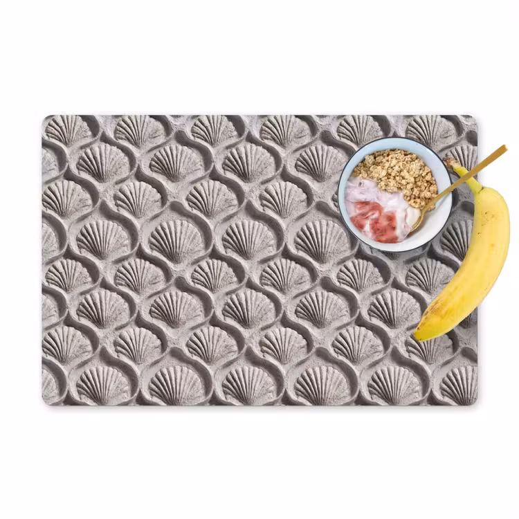 Tovaglietta – 6 pezzi - Sabbia - Forma a conchiglia - Grigio — 1