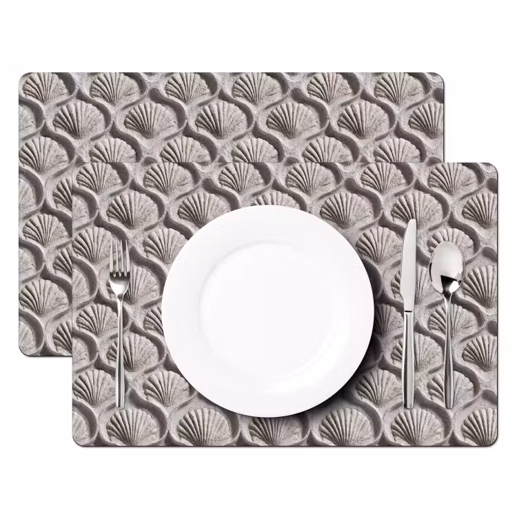 Tovaglietta – 6 pezzi - Sabbia - Forma a conchiglia - Grigio — 2