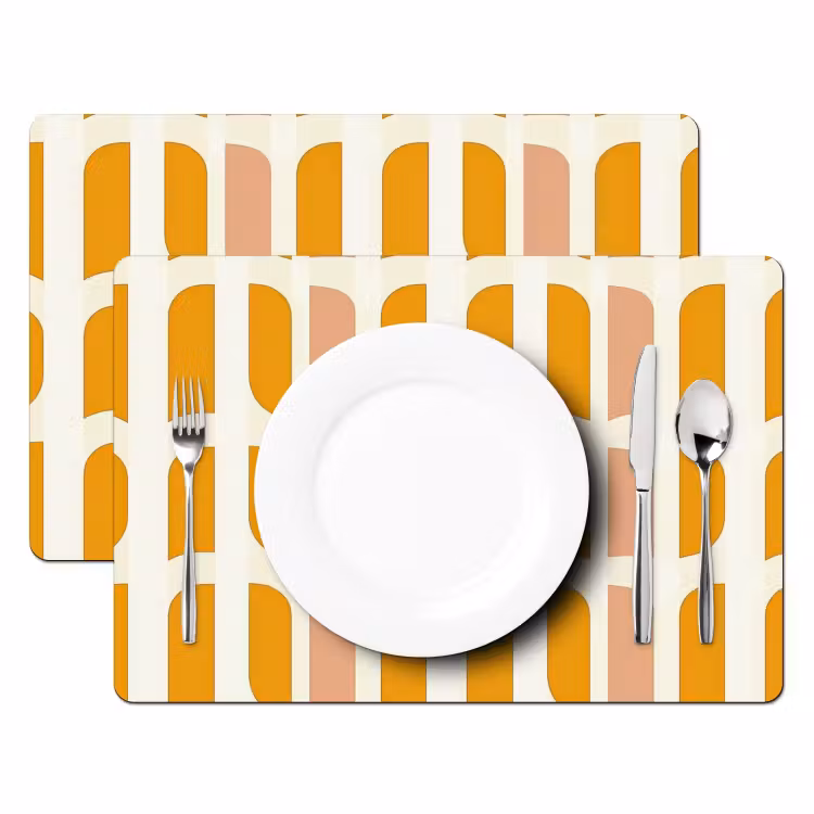 Tovaglietta – 6 pezzi - Geometrico - Motivo - Giallo - Rosa — 2