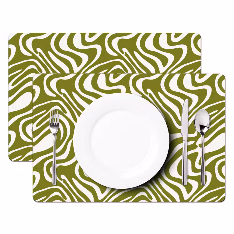 Tovaglietta – 6 pezzi - Motivo a linee - Verde - Organico — 2