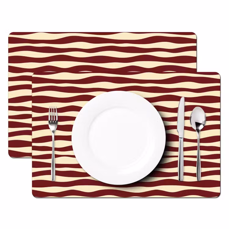 Tovaglietta – 6 pezzi - Onde - Rosso - Motivo - Crema — 2