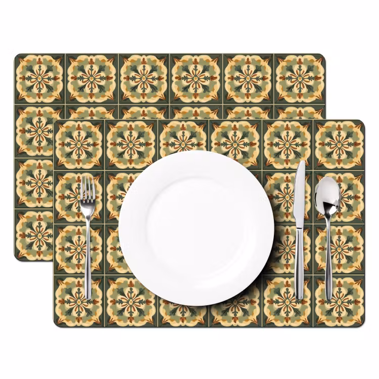 Tovaglietta – 6 pezzi - Ornamento - Motivo - Verde — 2