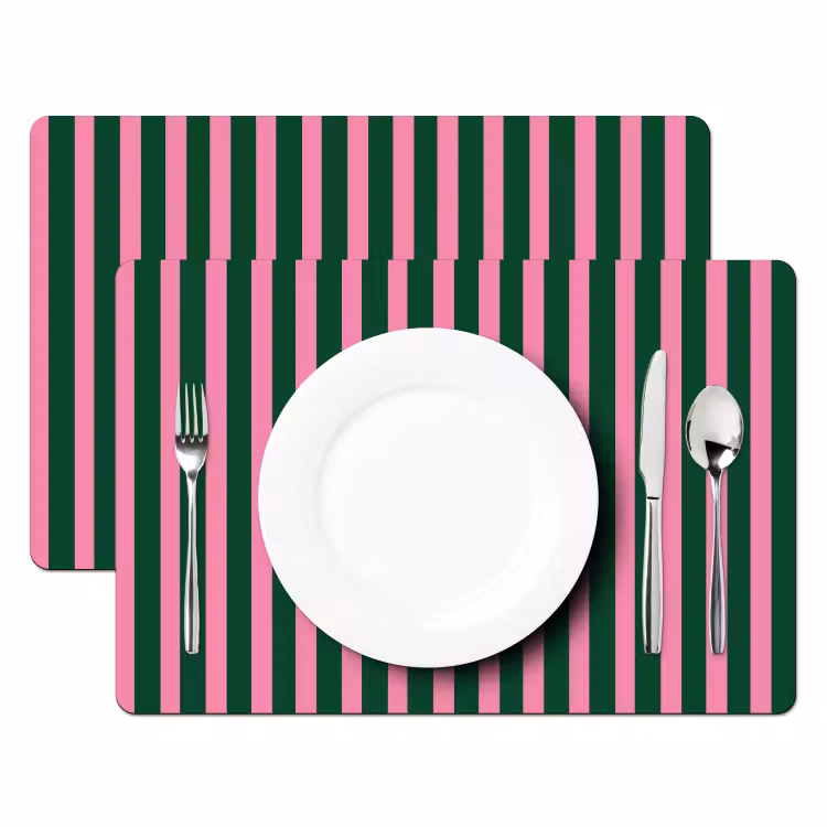 Tovaglietta – 6 pezzi - Strisce verticali - Verde - Rosa — 2