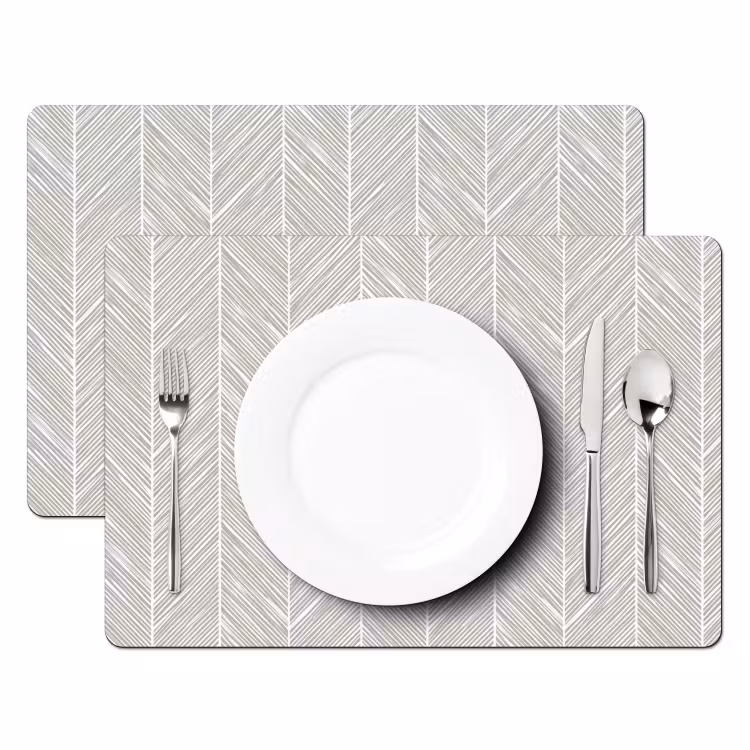 Tovaglietta – 6 pezzi - Classico - A spina di pesce - Grigio — 2