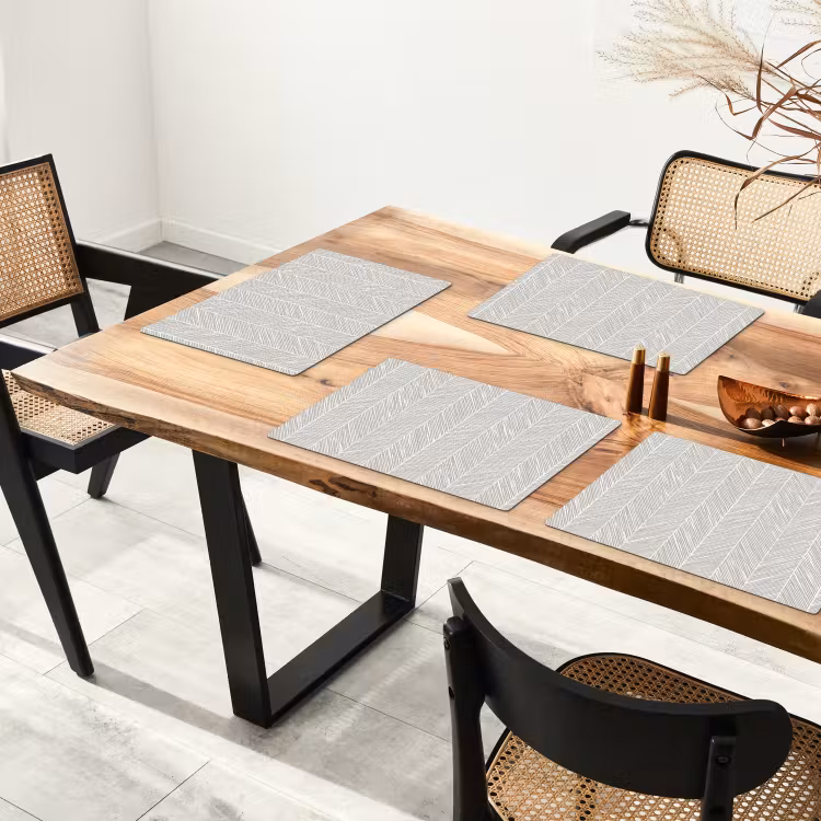 Tovaglietta – 6 pezzi - Classico - A spina di pesce - Grigio — 4