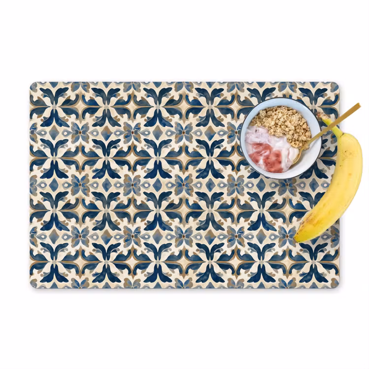Tovaglietta – 6 pezzi - Piastrella - Motivo - Blu - Beige — 1