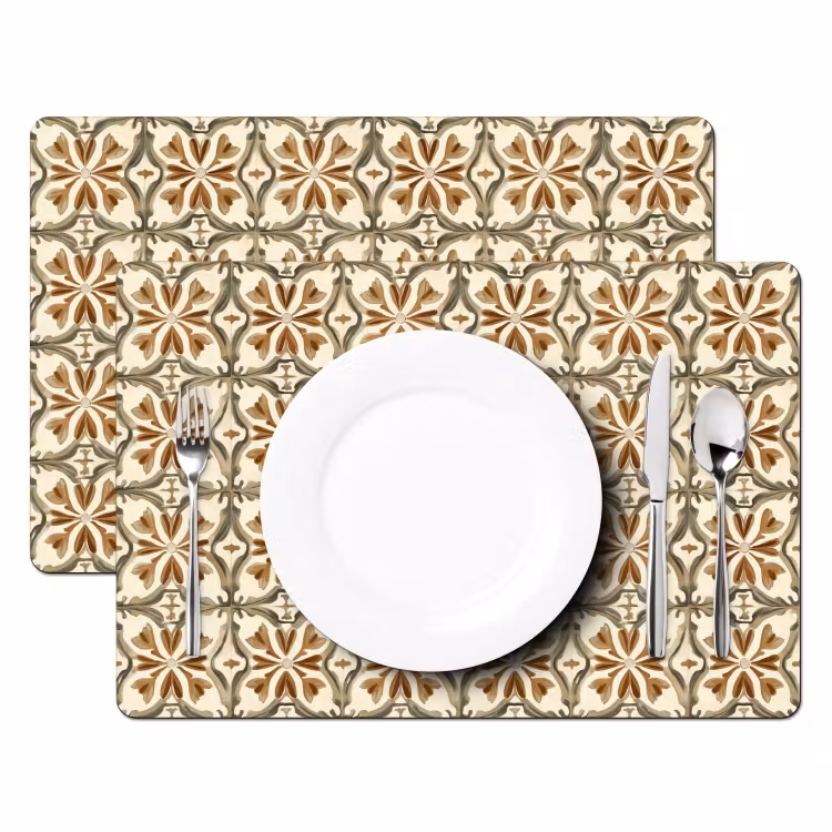 Tovaglietta – 6 pezzi - Piastrella ornamentale - Motivo - Marrone — 2