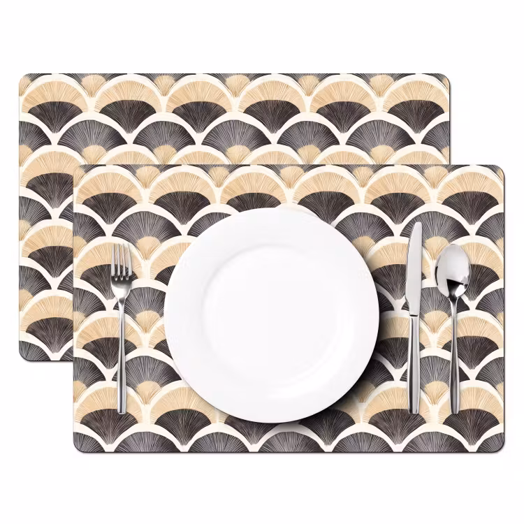 Tovaglietta – 6 pezzi - Ventaglio - Modello - Nero - Beige — 2