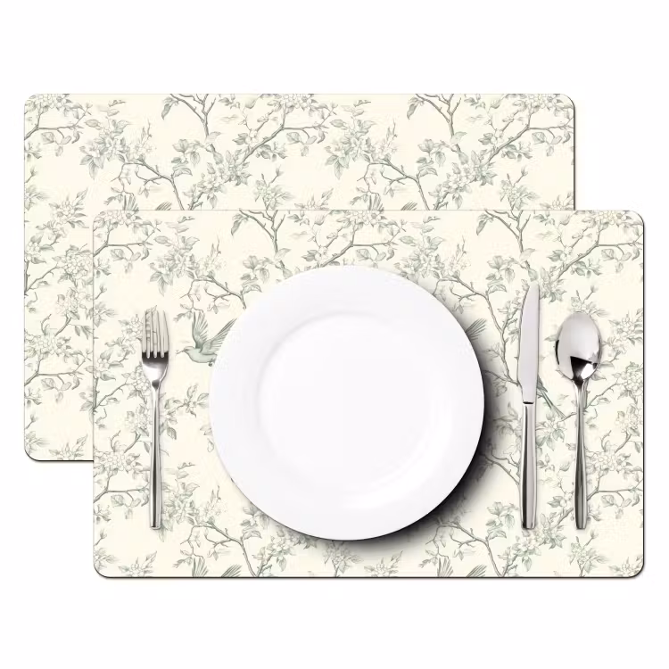 Tovaglietta – 6 pezzi - Classico - Uccelli - Verde — 2