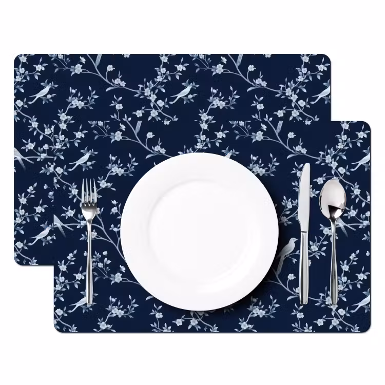 Tovaglietta – 6 pezzi - Grafica - Ramo di fiori - Blu — 2