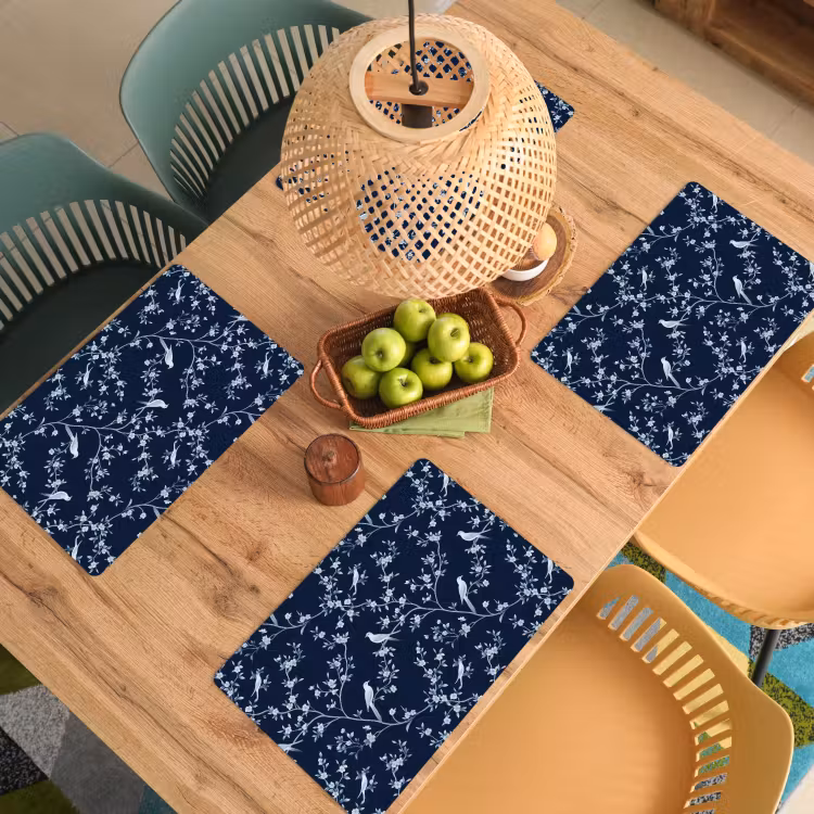 Tovaglietta – 6 pezzi - Grafica - Ramo di fiori - Blu — 3