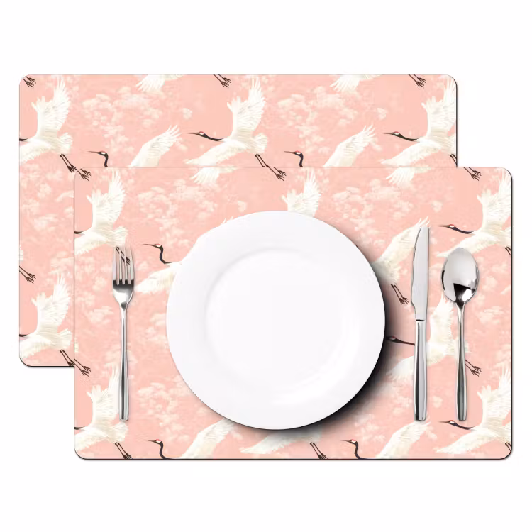 Tovaglietta – 6 pezzi - Gru - Fiore - Rosa — 2