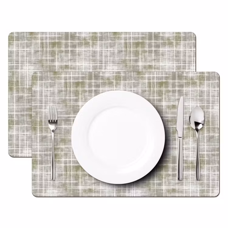Tovaglietta – 6 pezzi - Lino - Motivo - Verde — 2