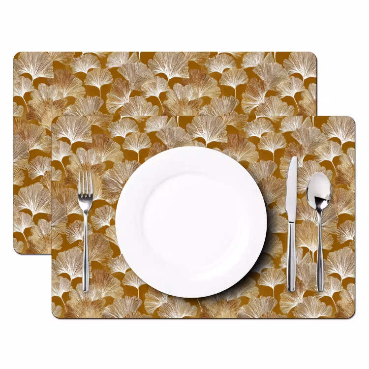 Tovaglietta – 6 pezzi - Ginkgo - Foglie - Oro — 2
