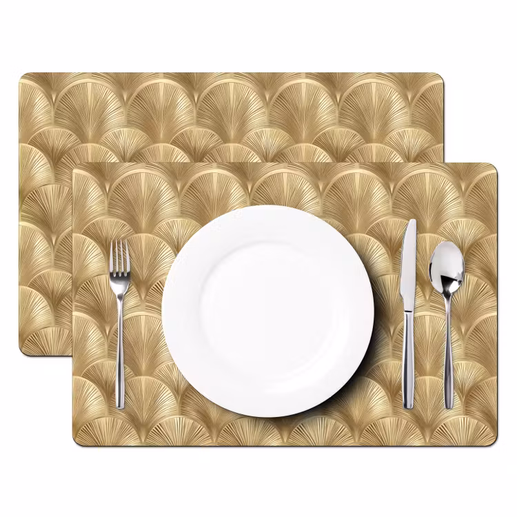 Tovaglietta – 6 pezzi - Motivo - Ventaglio - Oro — 2