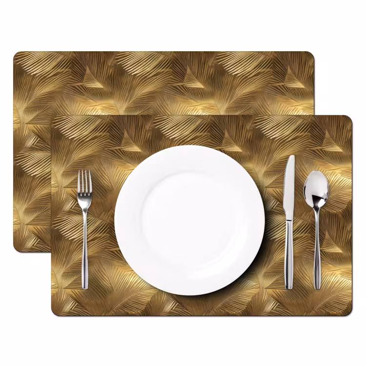 Tovaglietta – 6 pezzi - Palma - Ventaglio - Oro — 2