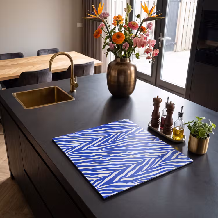 Protezione piano induzione - Zebra - Motivo - Cobalto - Blu — 2