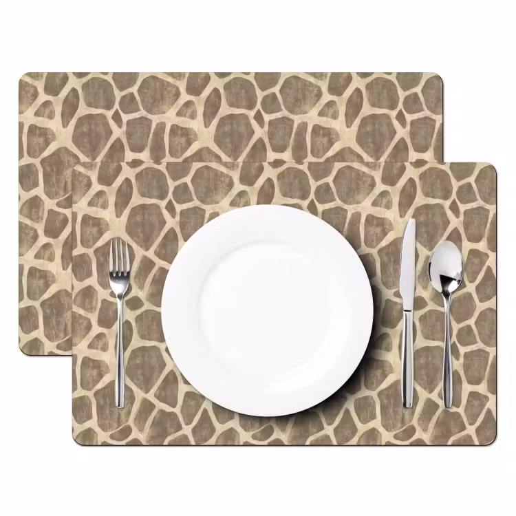 Tovaglietta – 6 pezzi - Giraffa - Motivo - Beige - Marrone — 2