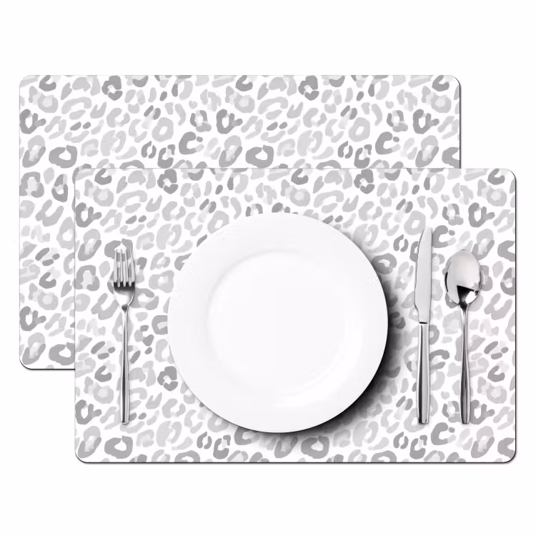 Tovaglietta – 6 pezzi - Leopardo - Motivo - Grigio — 2