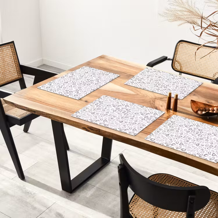 Tovaglietta – 6 pezzi - Leopardo - Motivo - Grigio — 4