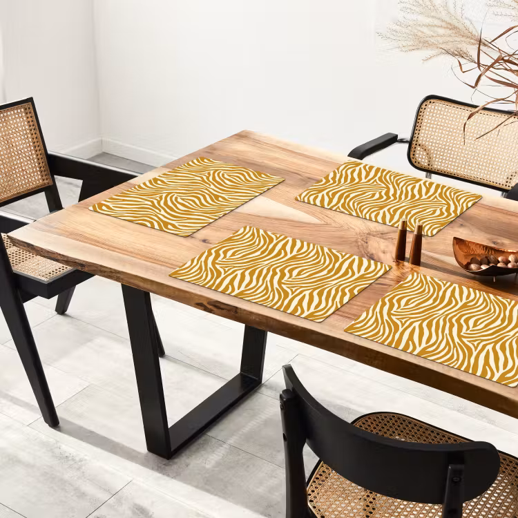 Tovaglietta – 6 pezzi - Zebra - Classico - Ocra - Giallo — 4