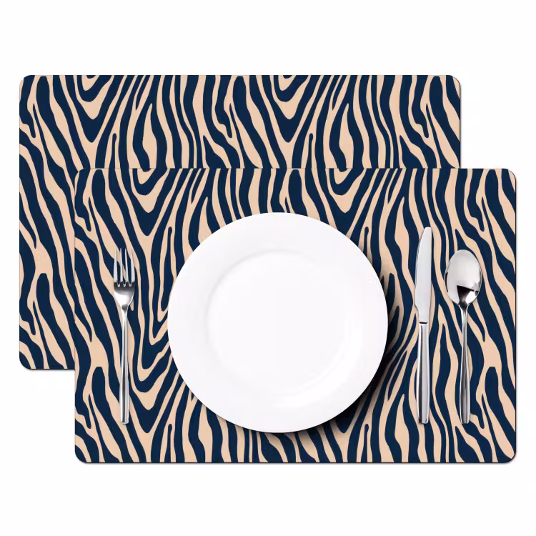 Tovaglietta – 6 pezzi - Zebra - Motivo - Blu - Beige — 2