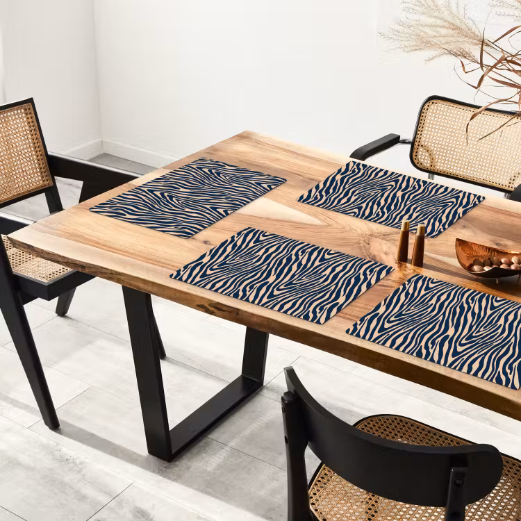 Tovaglietta – 6 pezzi - Zebra - Motivo - Blu - Beige — 4