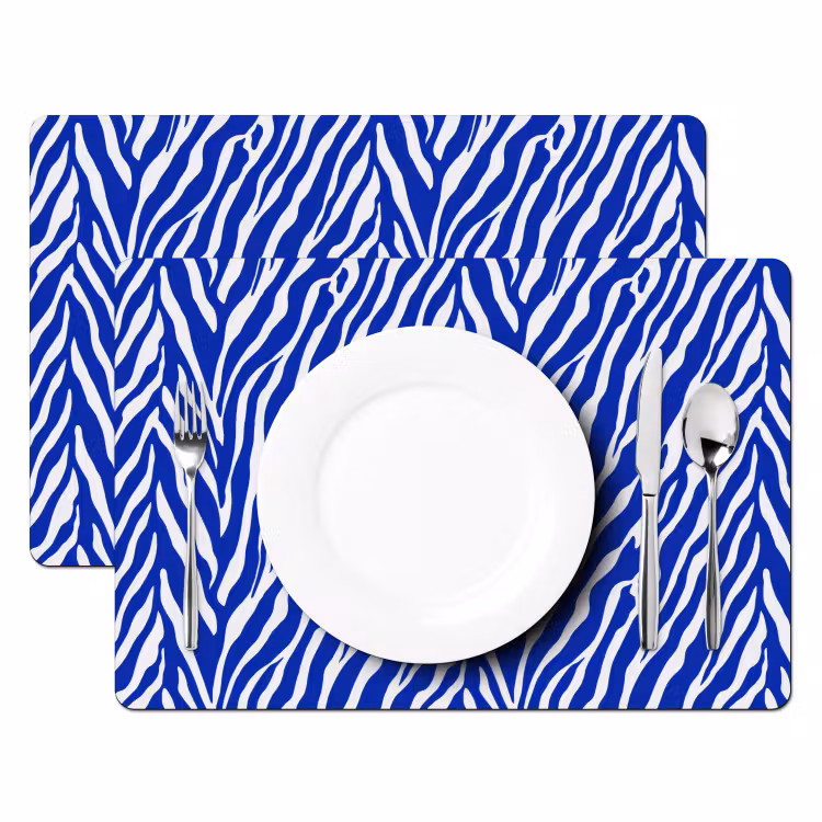 Tovaglietta – 6 pezzi - Zebra - Motivo - Cobalto - Blu — 2