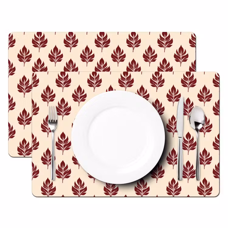 Tovaglietta – 6 pezzi - Botanico - Motivo - Bordeaux — 2