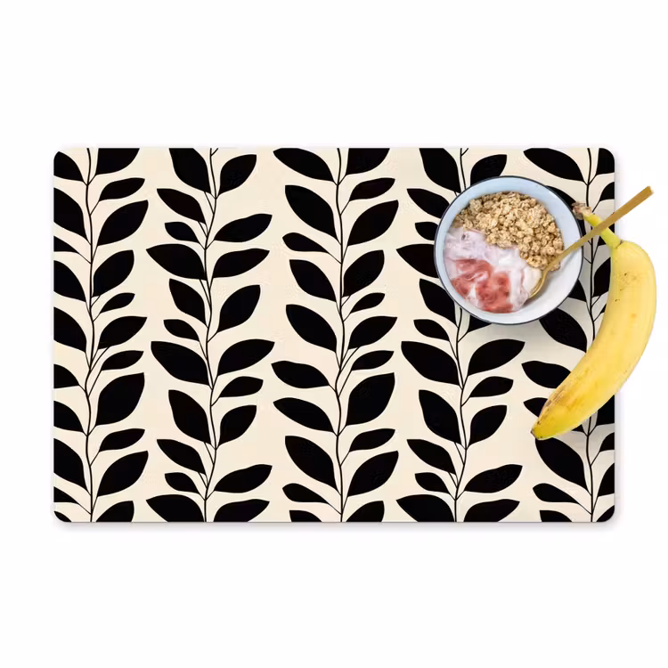 Tovaglietta – 6 pezzi - Botanico - Motivo - Nero - Beige — 1