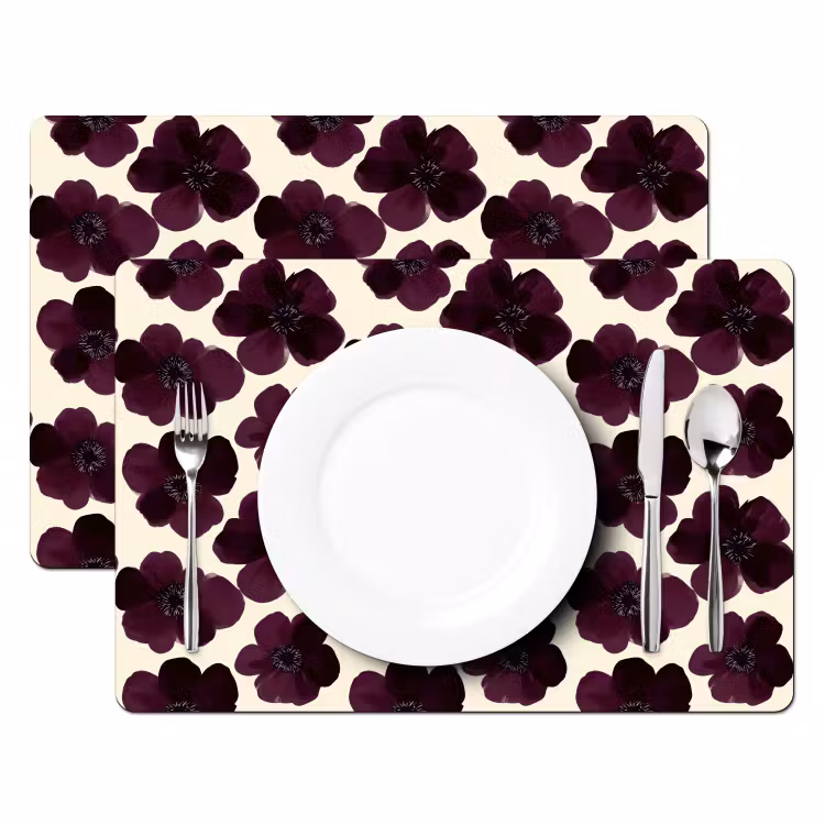 Tovaglietta – 6 pezzi - Fiori - Acquerello - Viola — 2