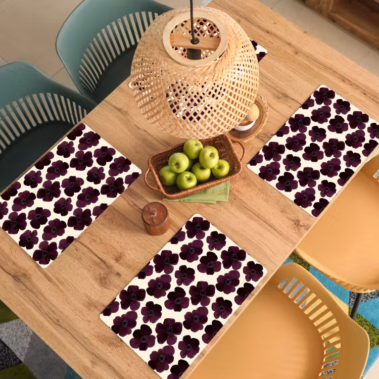 Tovaglietta – 6 pezzi - Fiori - Acquerello - Viola — 3