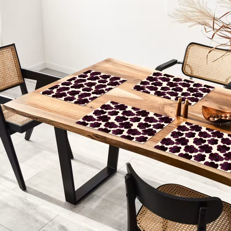 Tovaglietta – 6 pezzi - Fiori - Acquerello - Viola — 4