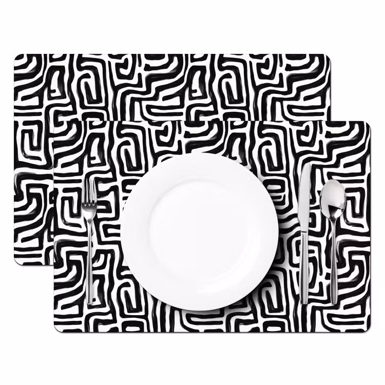 Tovaglietta – 6 pezzi - Grafica - Linee - Bianco e nero — 2