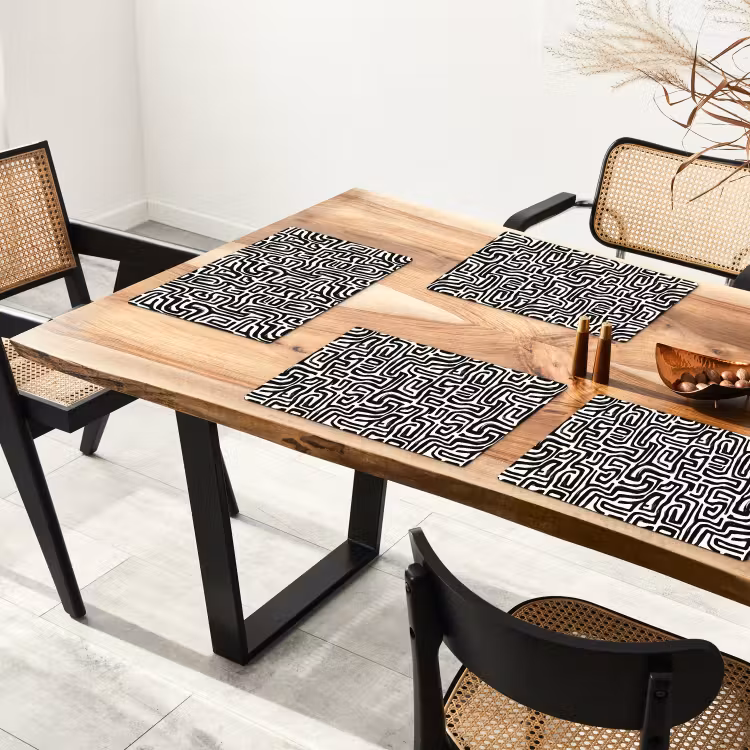 Tovaglietta – 6 pezzi - Grafica - Linee - Bianco e nero — 4