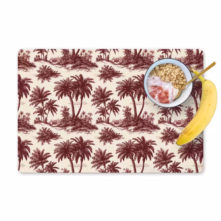 Tovaglietta – 6 pezzi - Tropicale - Geometrico - Borgogna — 1