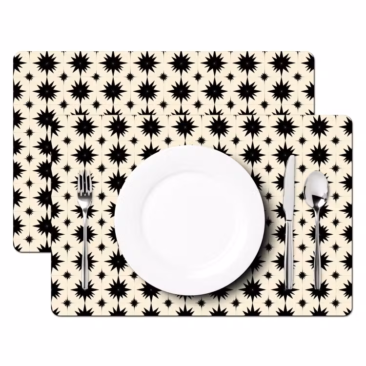 Tovaglietta – 6 pezzi - Forme a stella - Geometrico - Nero — 2