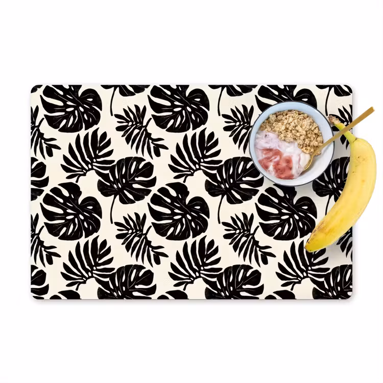 Tovaglietta – 6 pezzi - Moderno - Monstera - Nero — 1