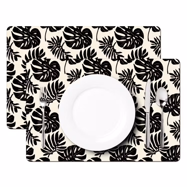 Tovaglietta – 6 pezzi - Moderno - Monstera - Nero — 2
