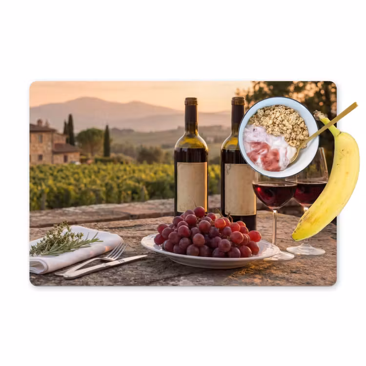 Tovaglietta – 6 pezzi - Vino - Bicchieri - Uva - Vigneto — 1