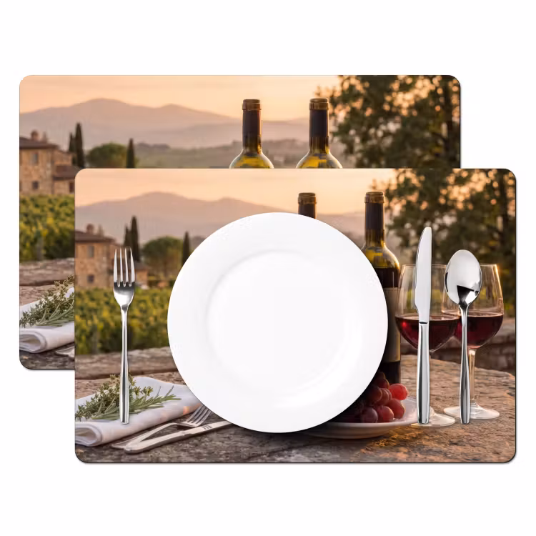 Tovaglietta – 6 pezzi - Vino - Bicchieri - Uva - Vigneto — 2
