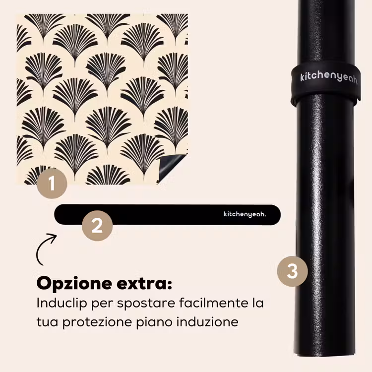 Protezione piano induzione - Ventagli - Botanico - Nero - Beige — 8