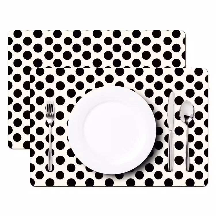 Tovaglietta – 6 pezzi - Classico - Pois - Nero — 2