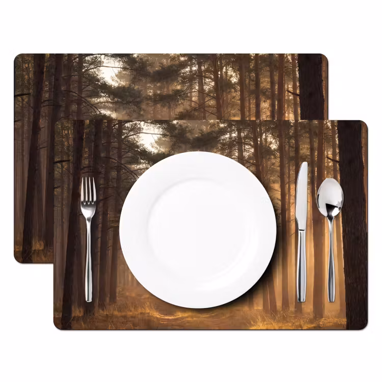 Tovaglietta – 6 pezzi - Foresta - Nebbia - Luce del sole — 2