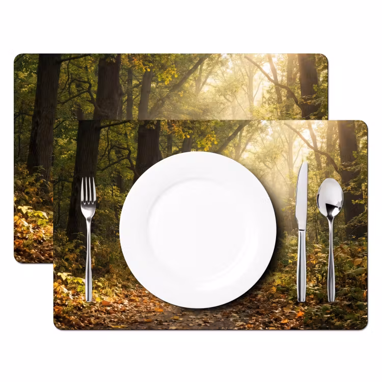 Tovaglietta – 6 pezzi - Luce del sole - sentiero forestale - alberi — 2
